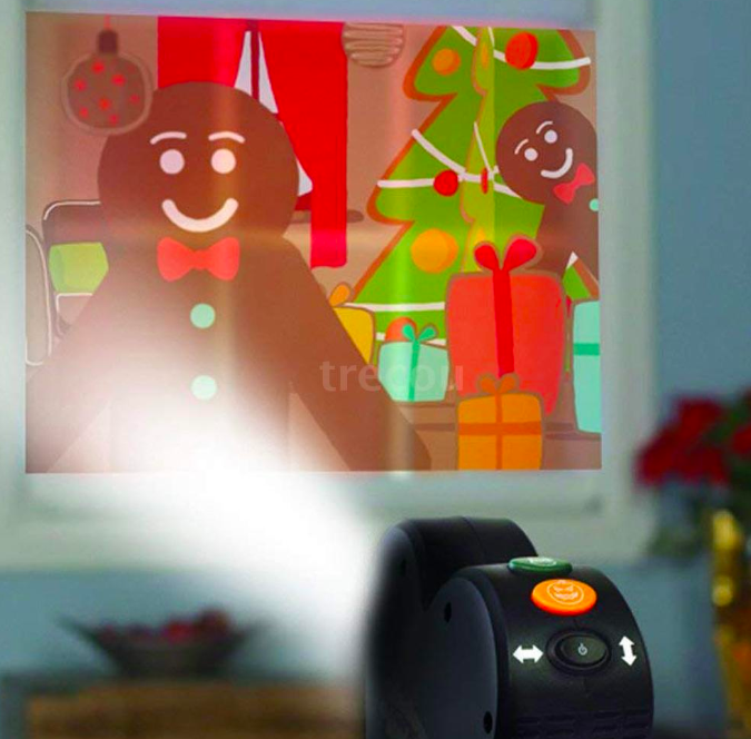 window projector christmas display