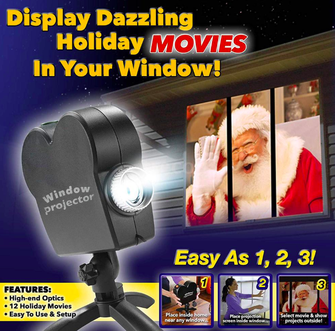window projector holiday movies