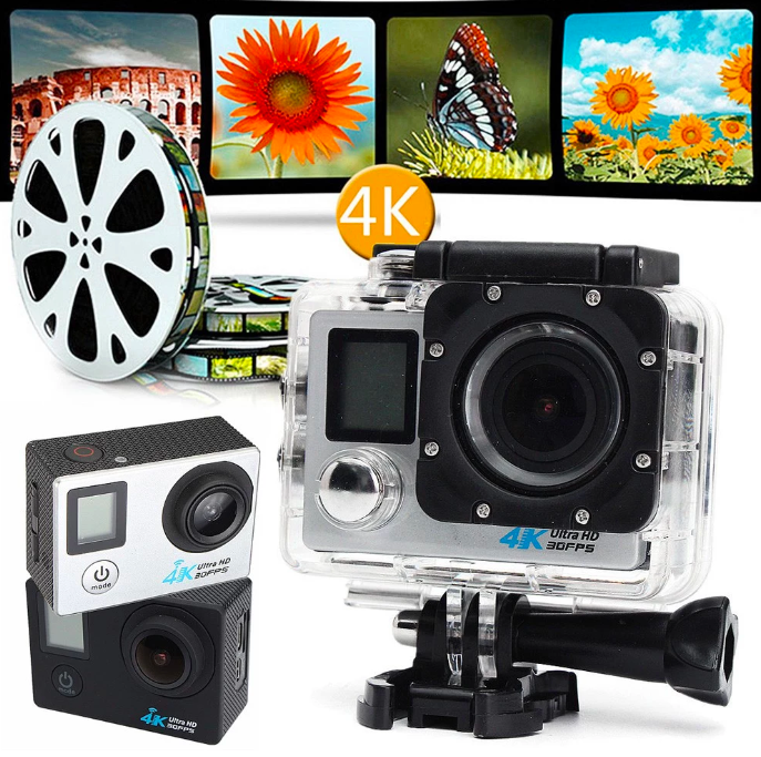 4k action camera and film reel