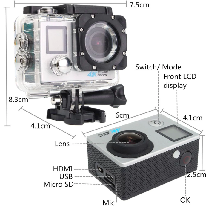 action camera dimensions