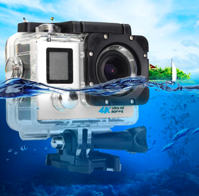 action camera half submerged