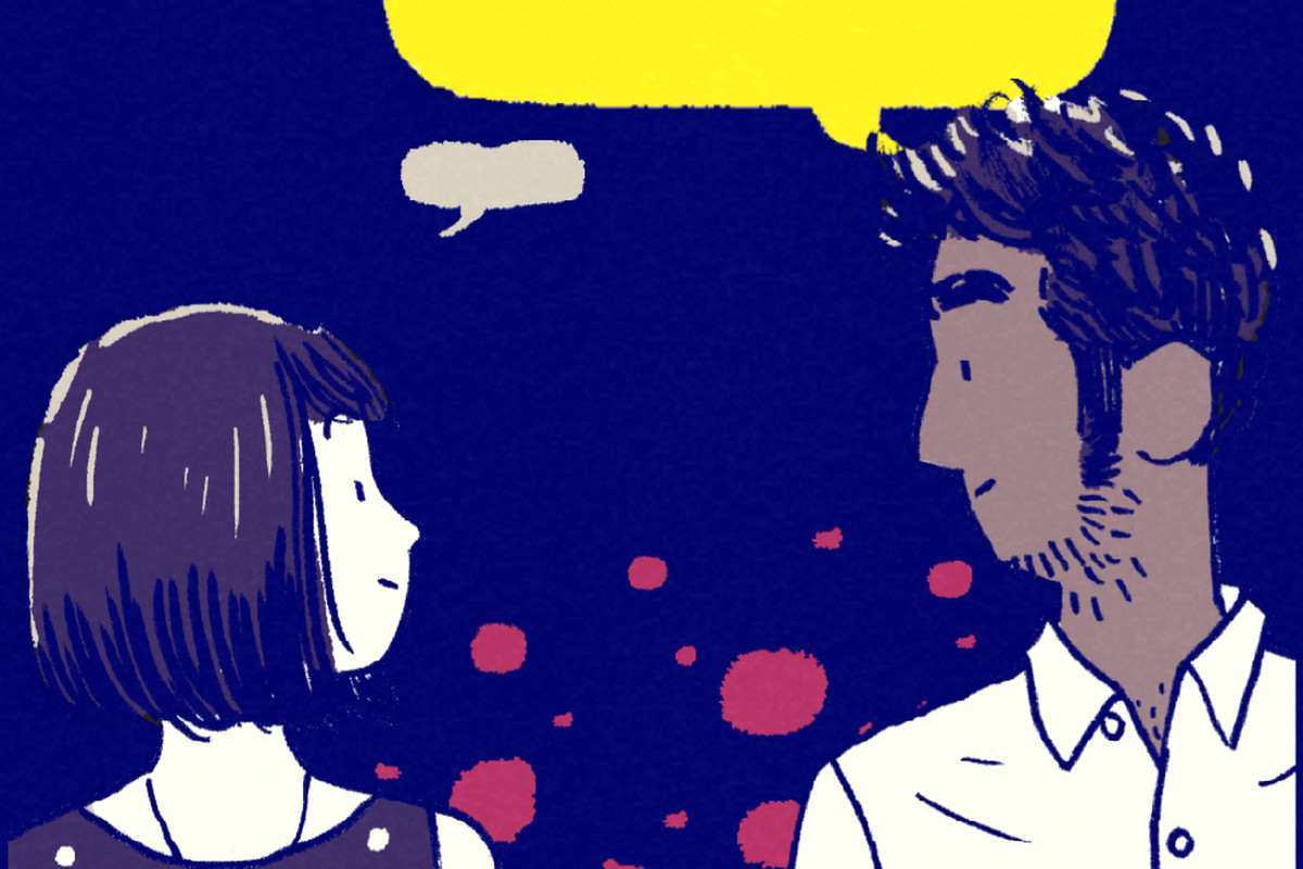 animated couple talking