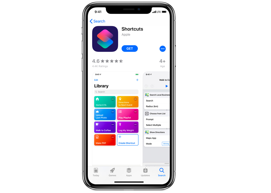 apple shortcuts app screen