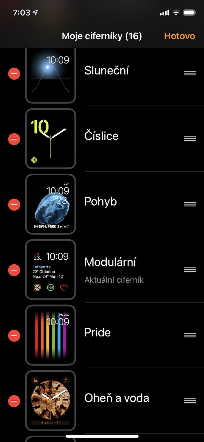 apple watch faces list