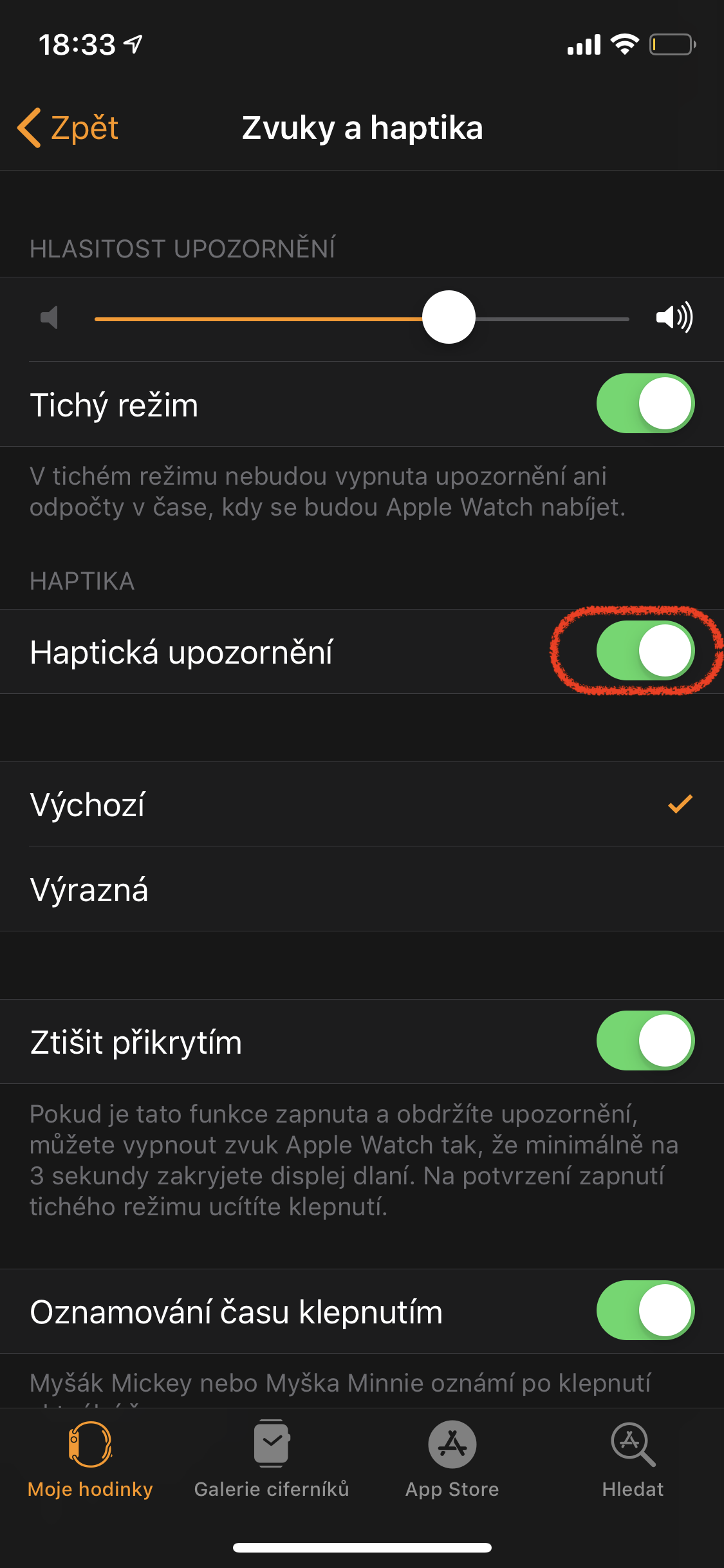 apple watch haptic alerts enabled