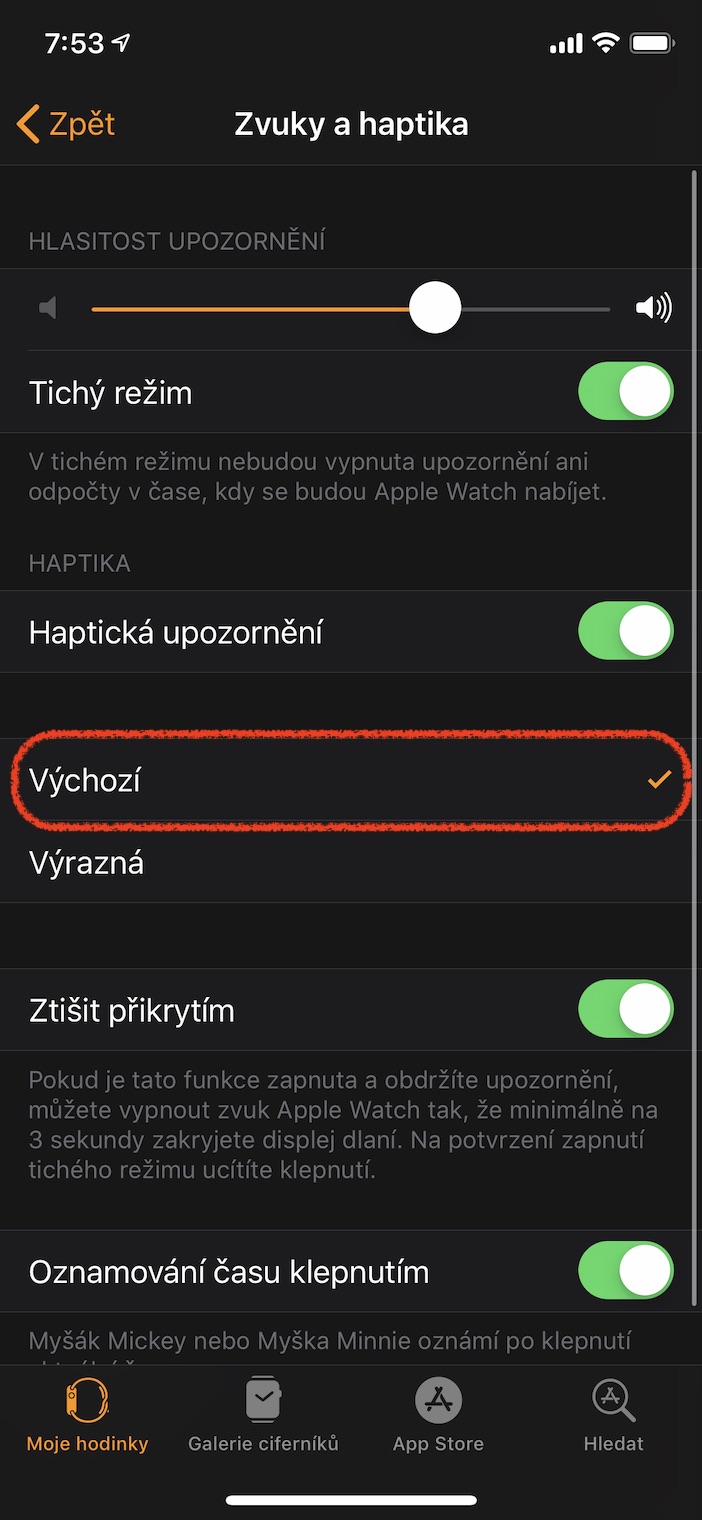 apple watch haptic settings default