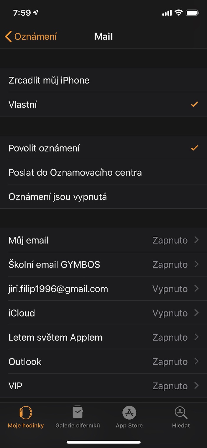 apple watch mail notification settings