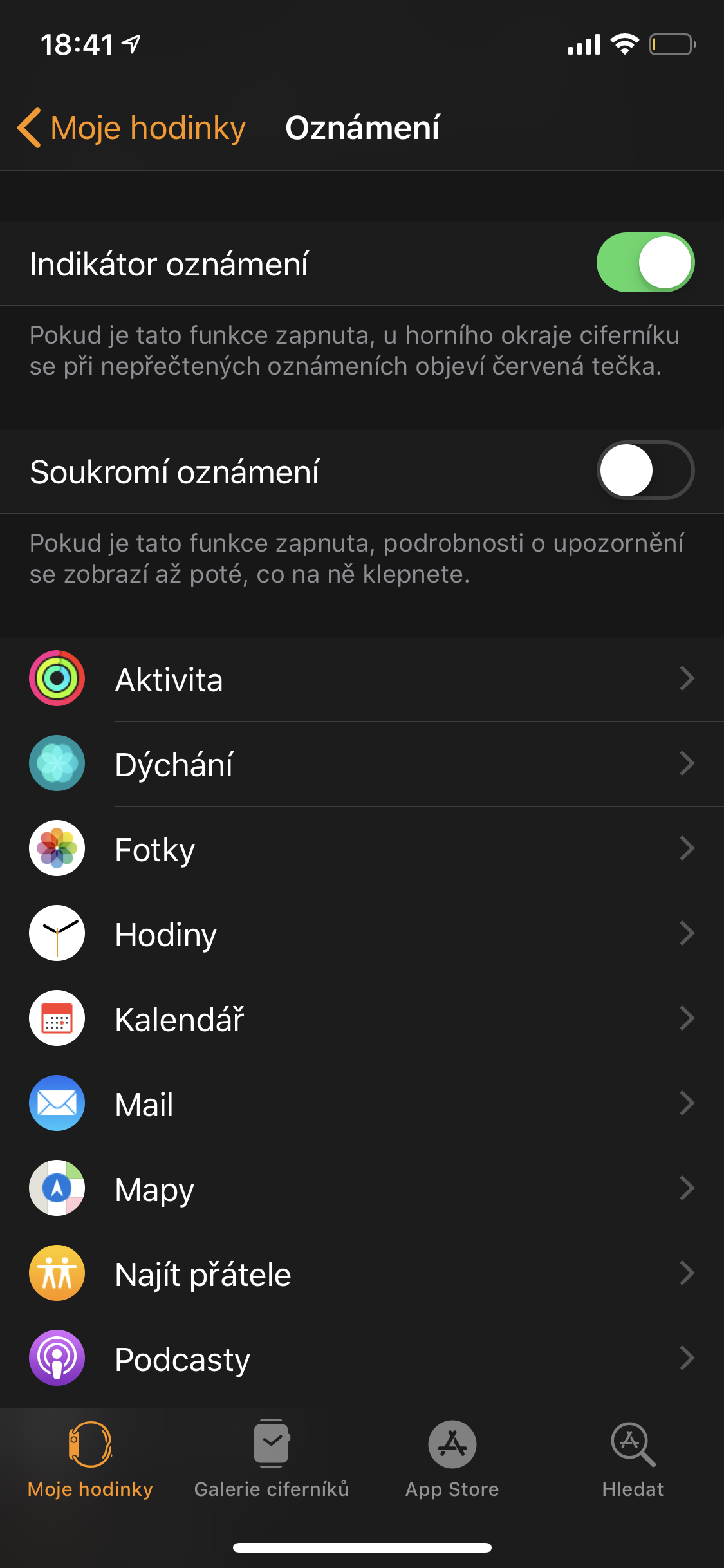 apple watch notification indicator