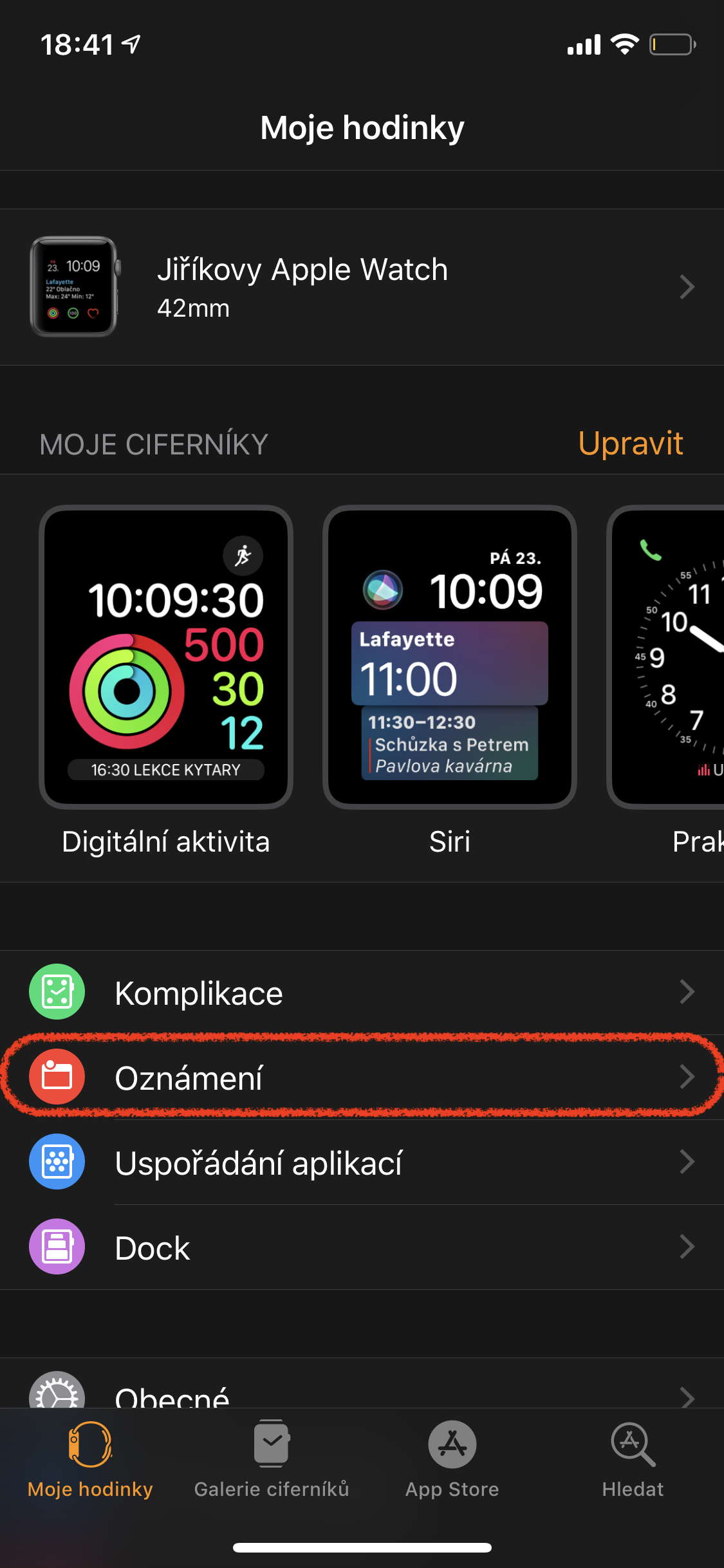 apple watch notifications menu
