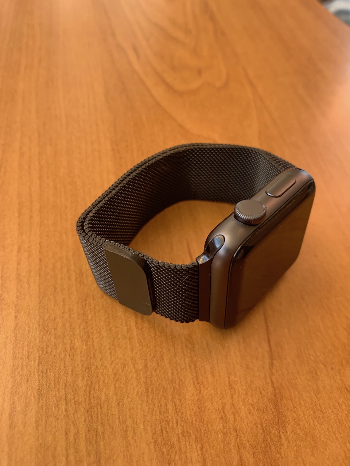 black smartwatch side view