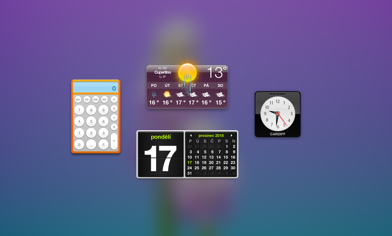 desktop widgets calculator clock