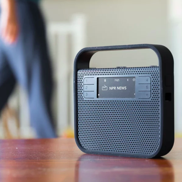 portable radio on table