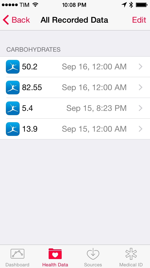 recorded data app screen