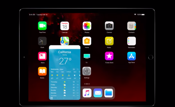 tablet home screen weather widget