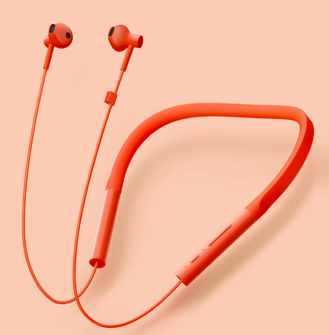 wireless earphones orange closeup