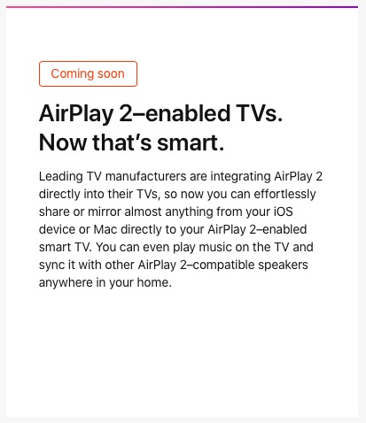 airplay 2 enabled tvs announcement