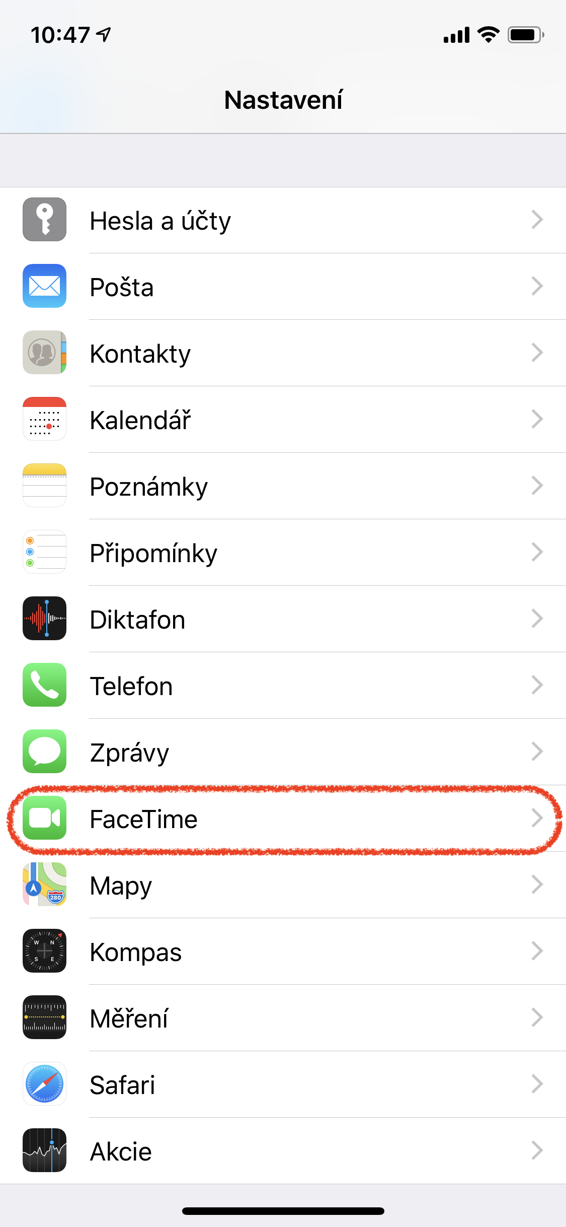 facetime toggle on