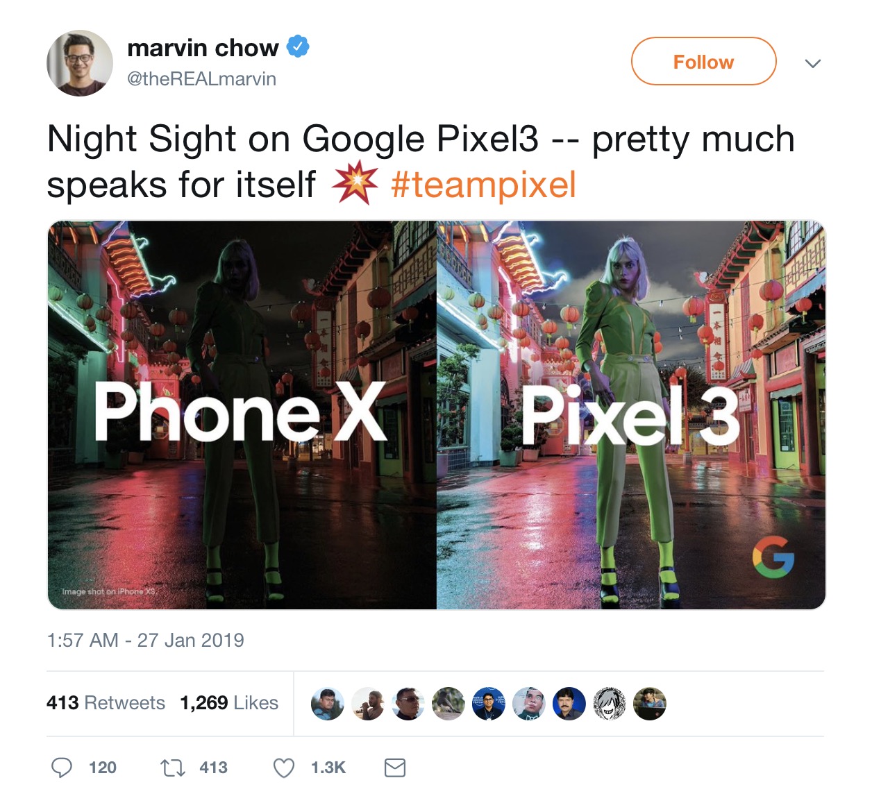 google pixel3 night sight