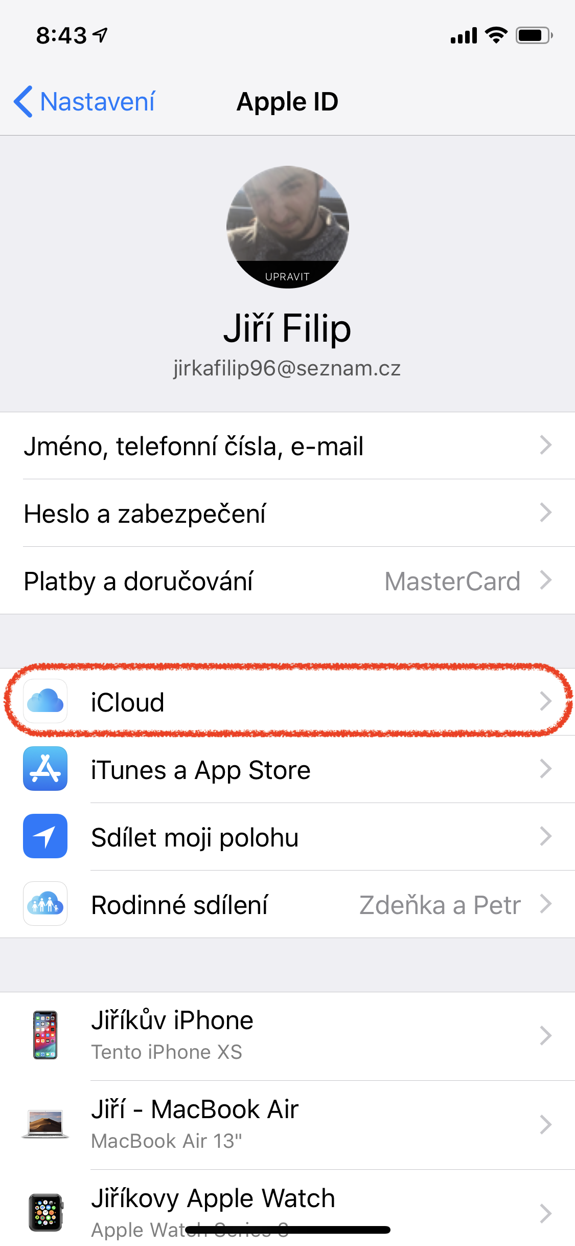 icloud settings screen