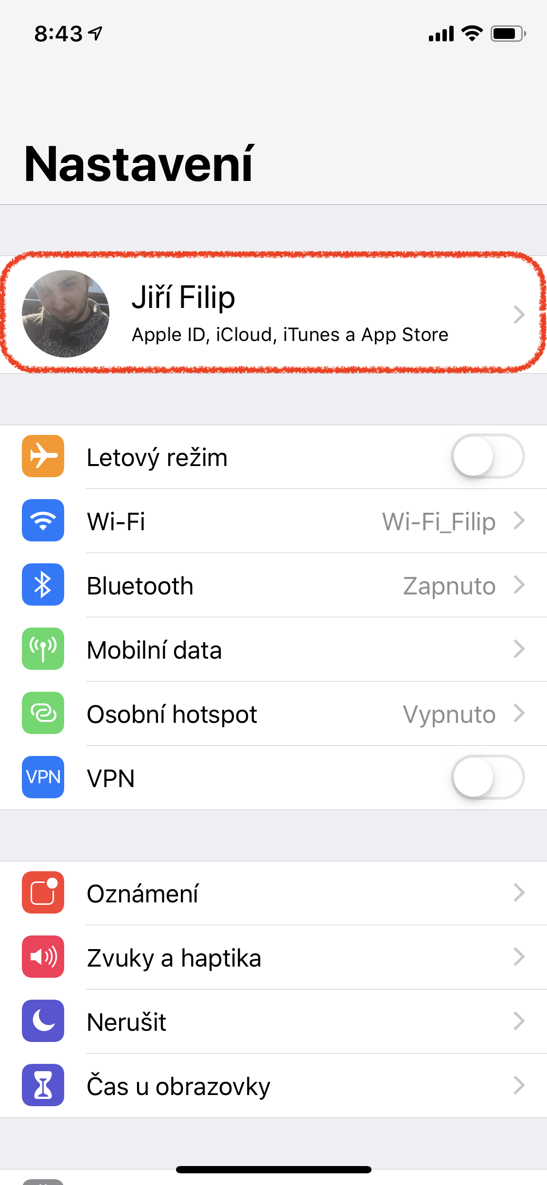 iphone settings screen