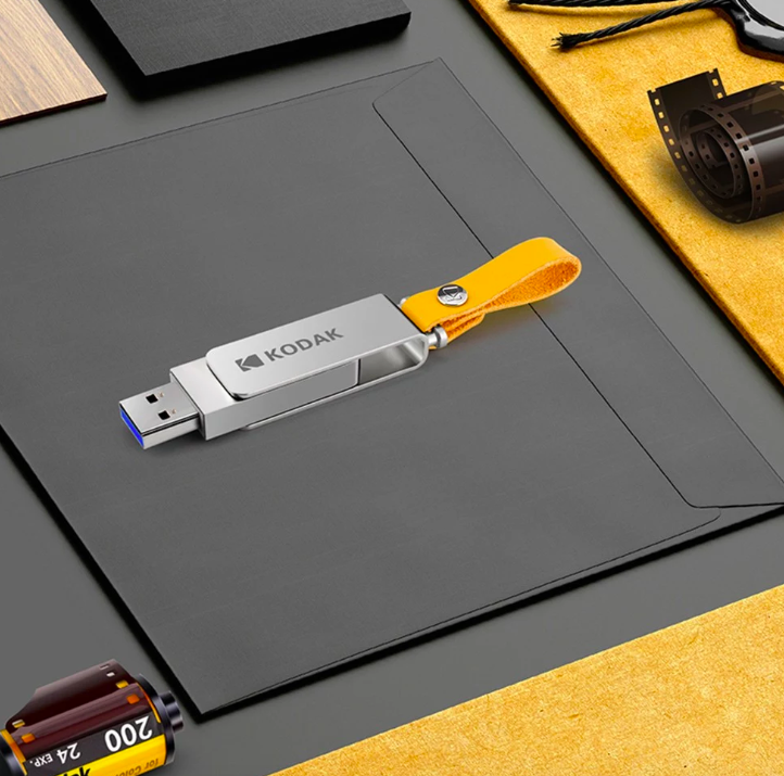 kodak usb drive on black background