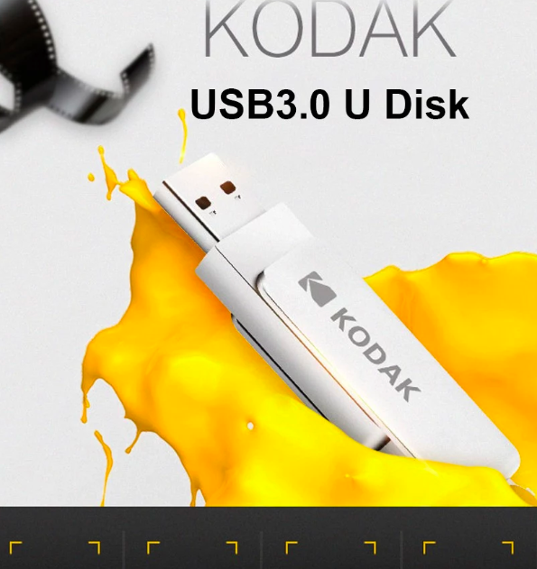 kodak usb drive with yellow splash closeup