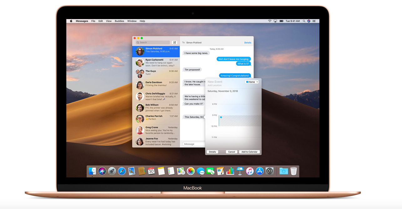 macbook messages app display