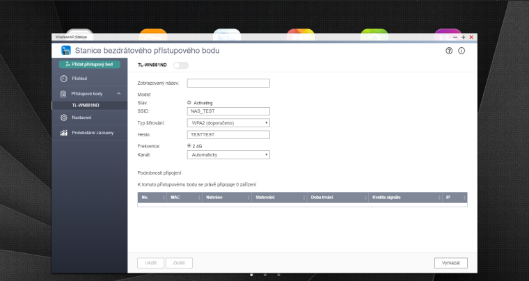 network configuration screen