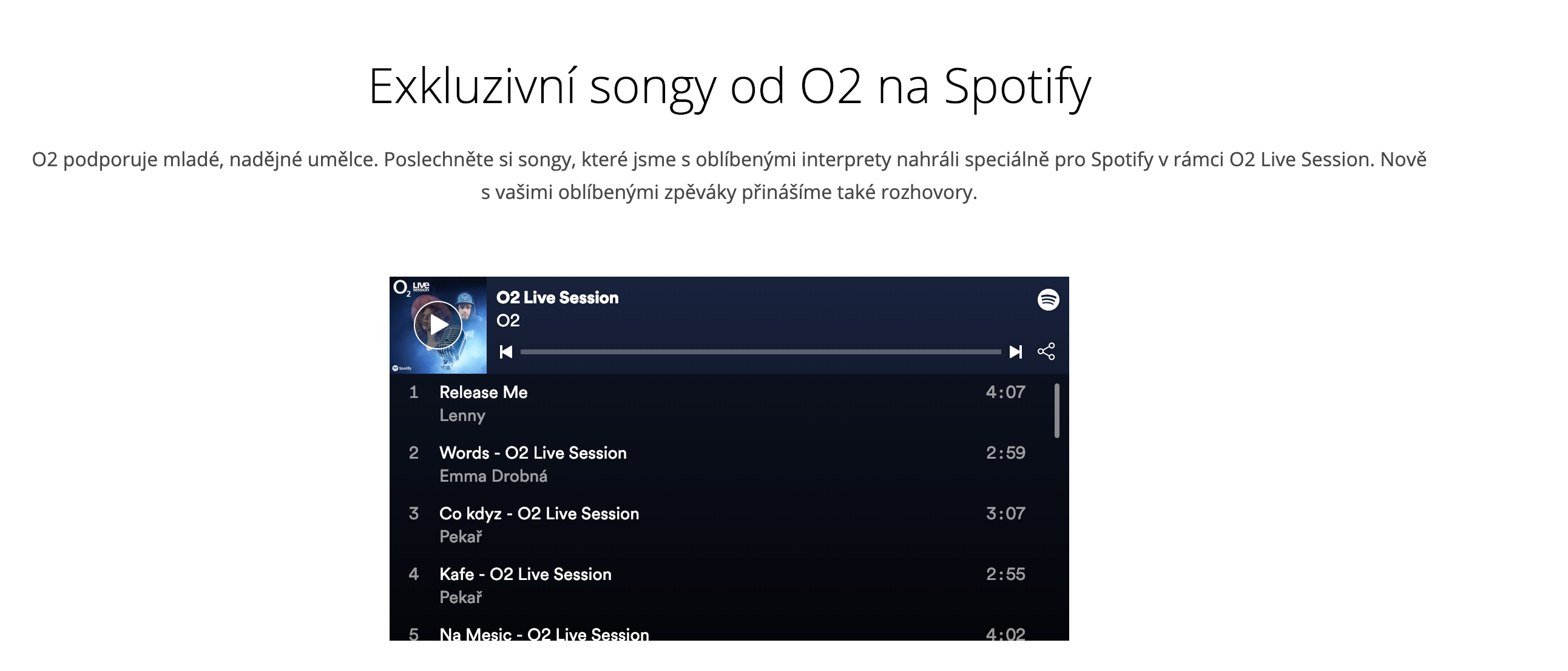 o2 exclusive songs spotify
