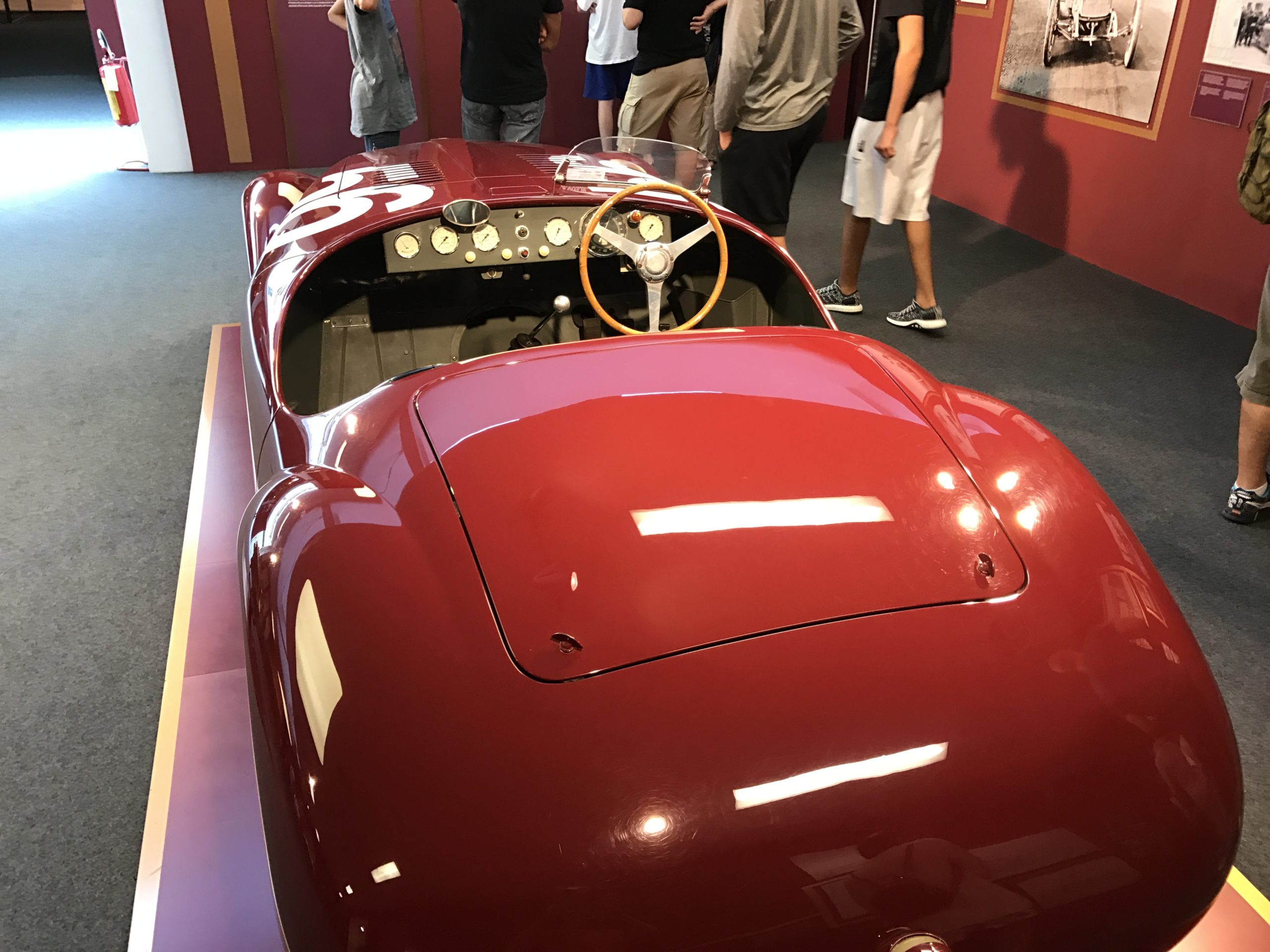 red classic car rear view