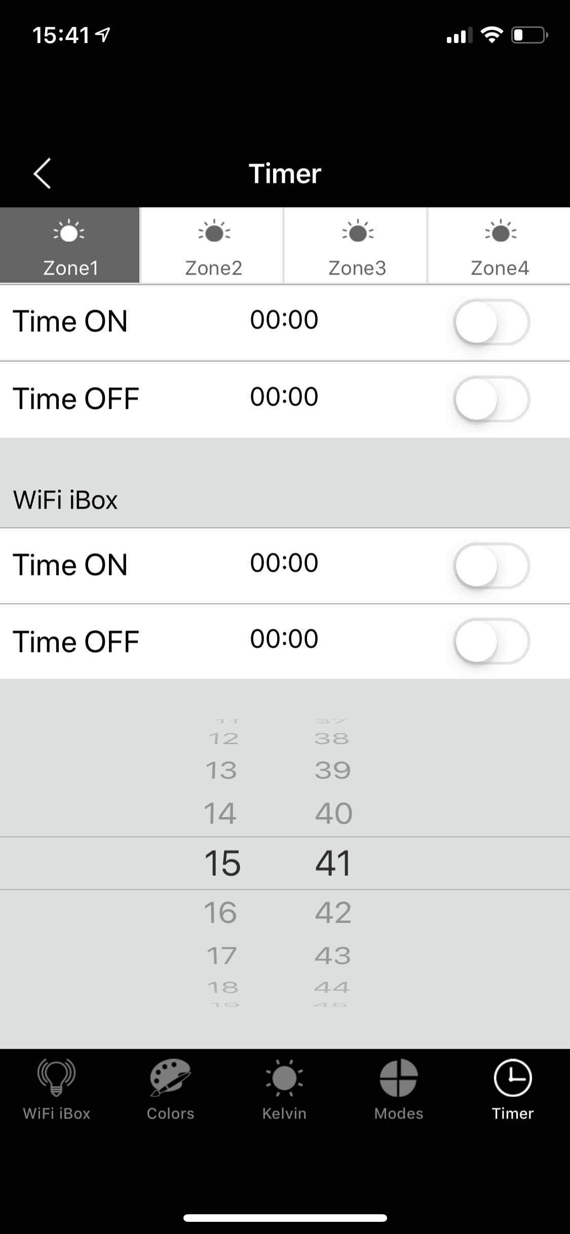 timer settings interface