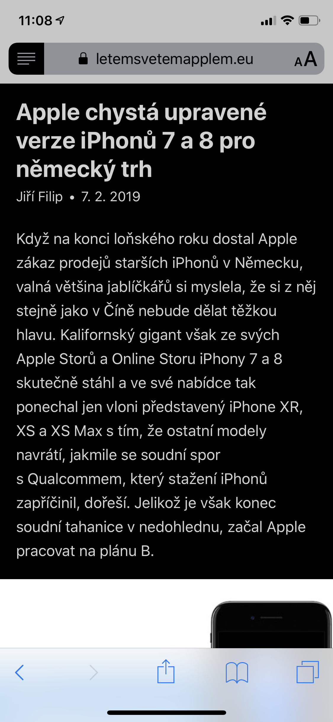 Jak na iPhonu jednoduše aktivovat Dark Mode na webových stránkách