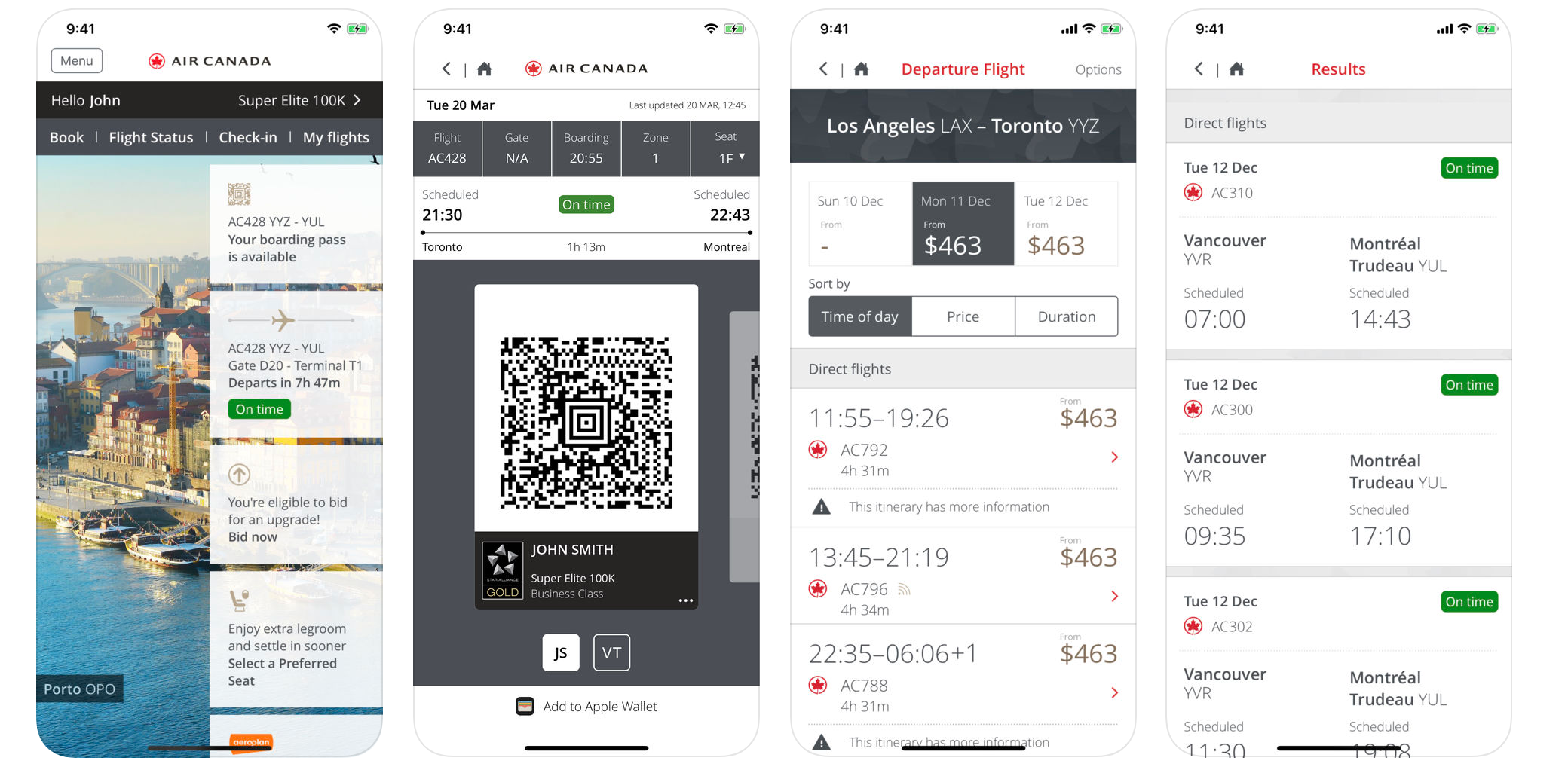 airline app flight details
