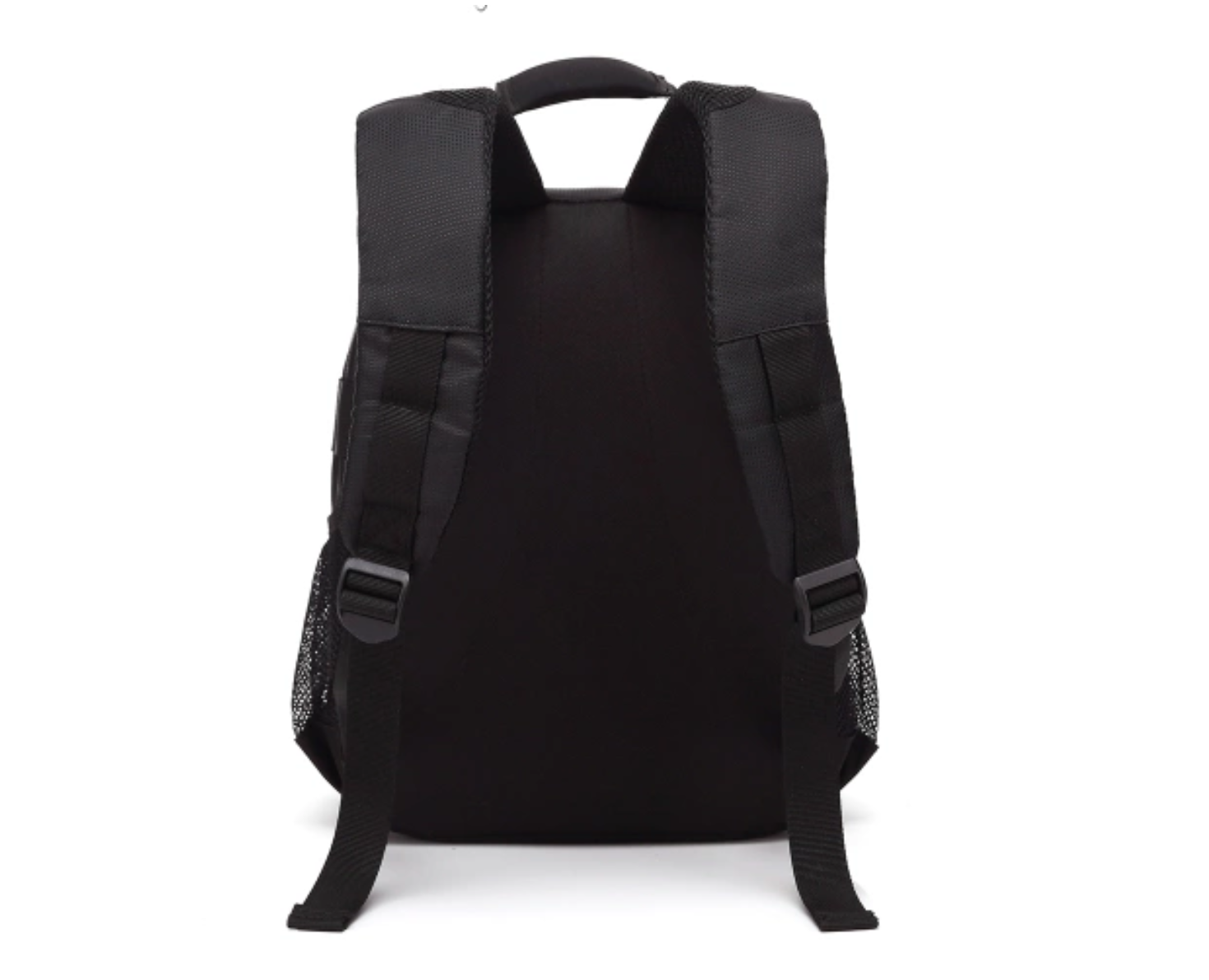 black backpack rear view