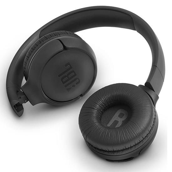 black headphones front view