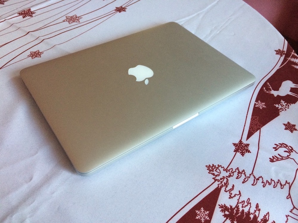 closed laptop on table