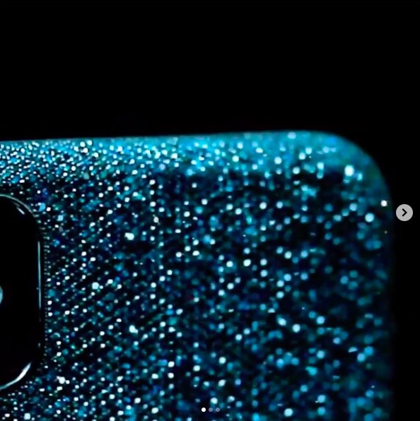 closeup glittery phone case