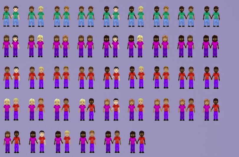 diverse people emojis on purple background