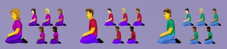 diverse people kneeling