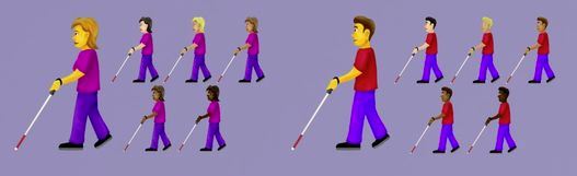 diverse people walking with canes