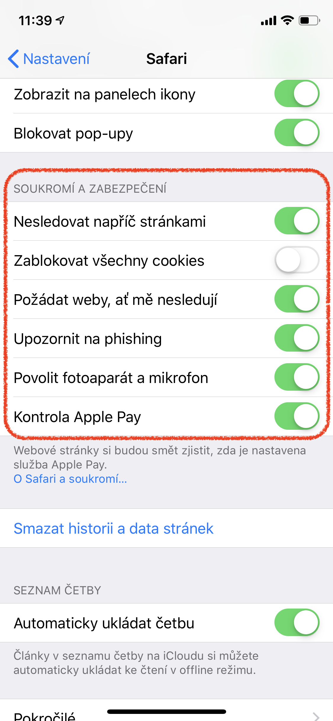 iphone safari privacy settings