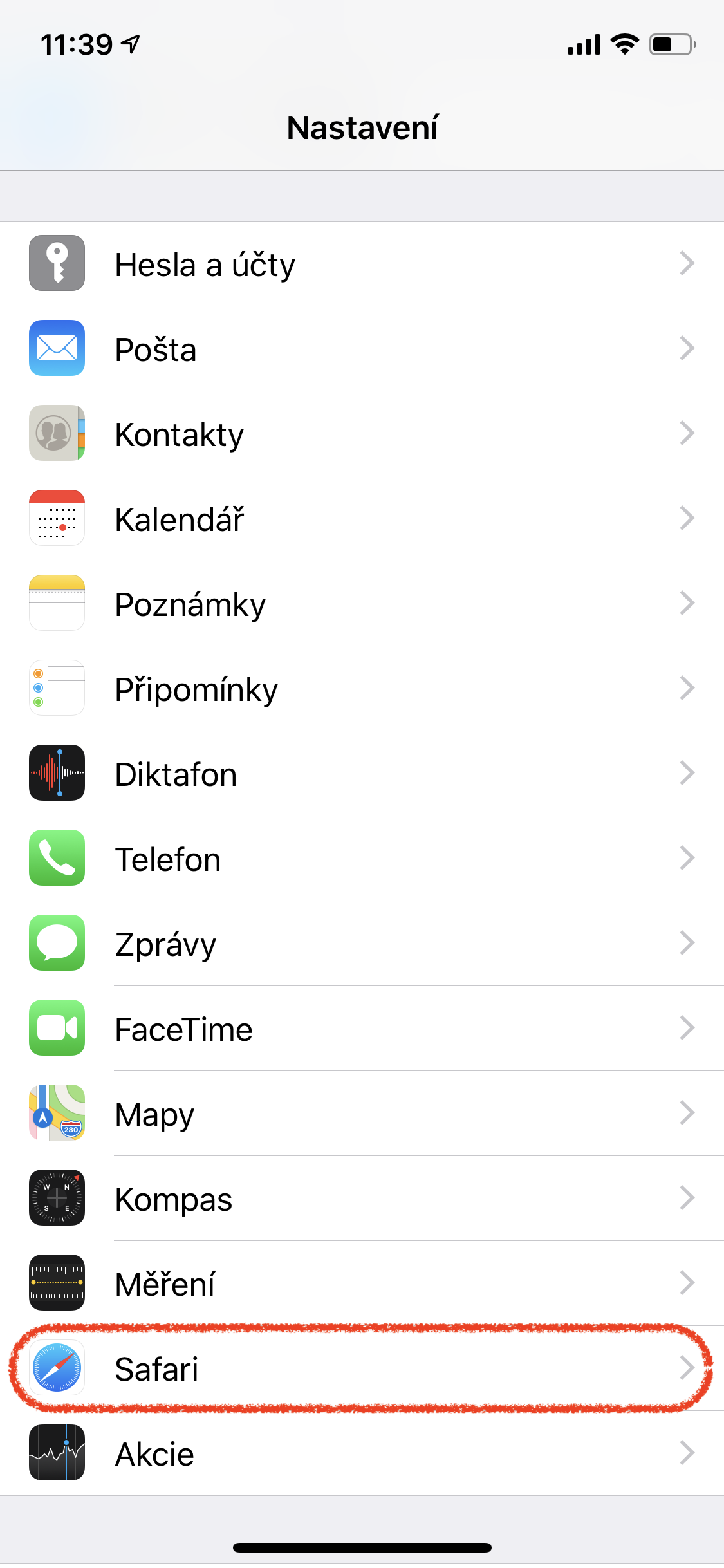 iphone settings safari highlight