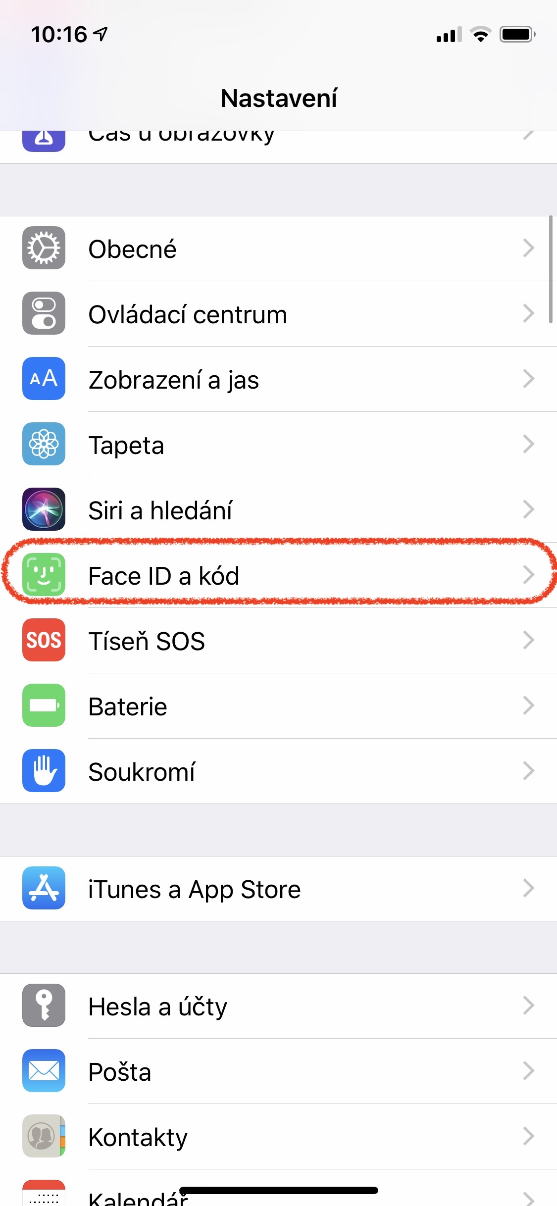 iphone settings screen