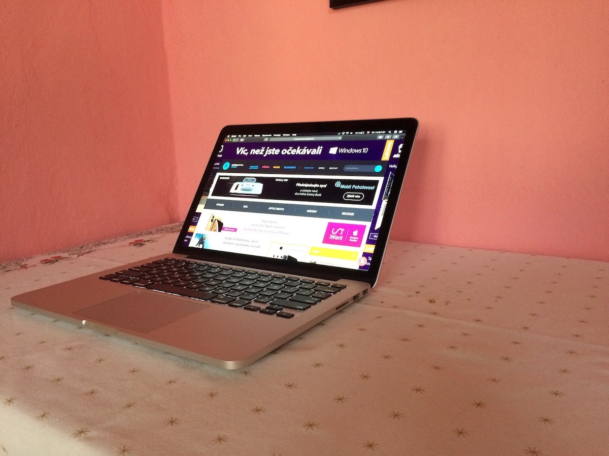 laptop on table side view