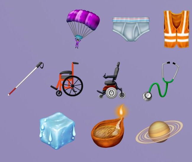object and animal emojis on purple background