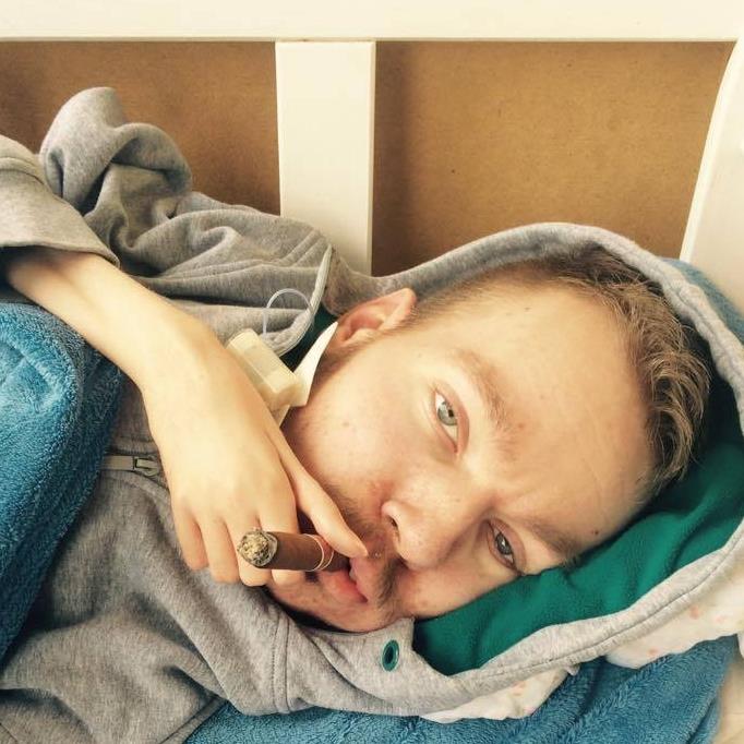 person resting with cigar