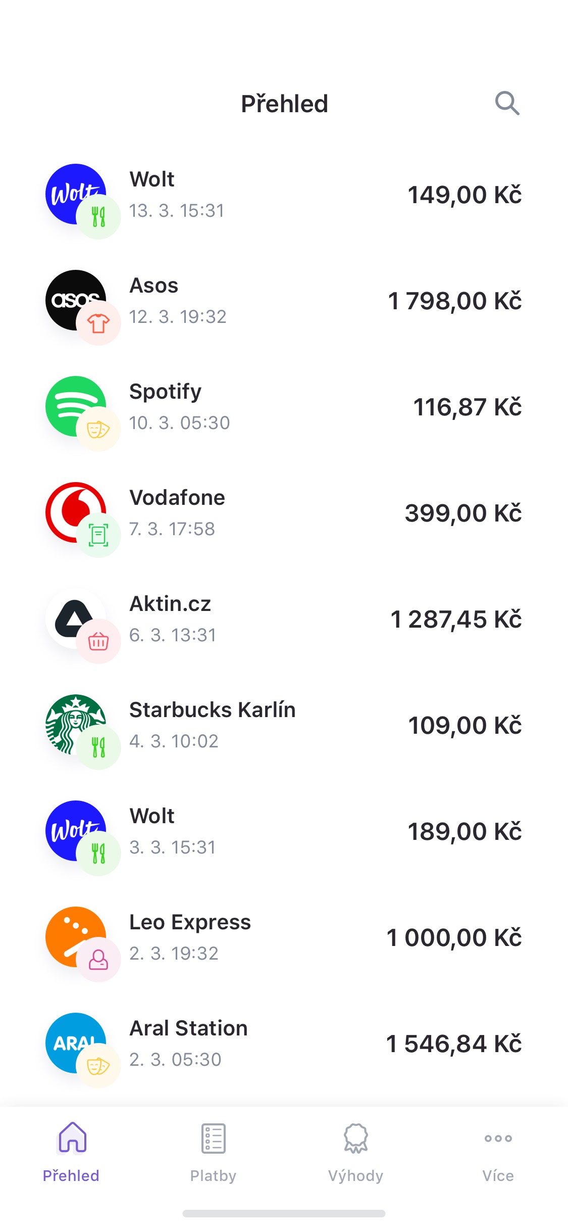 transaction list screen