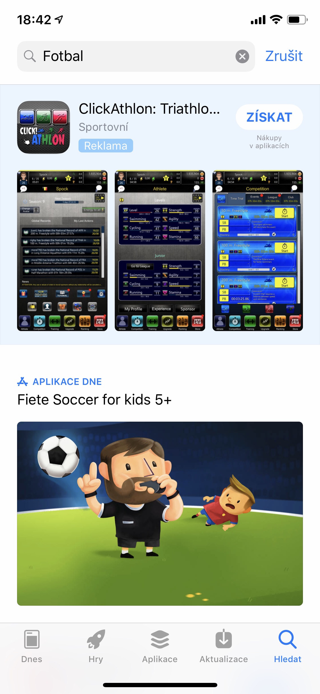 app store search football