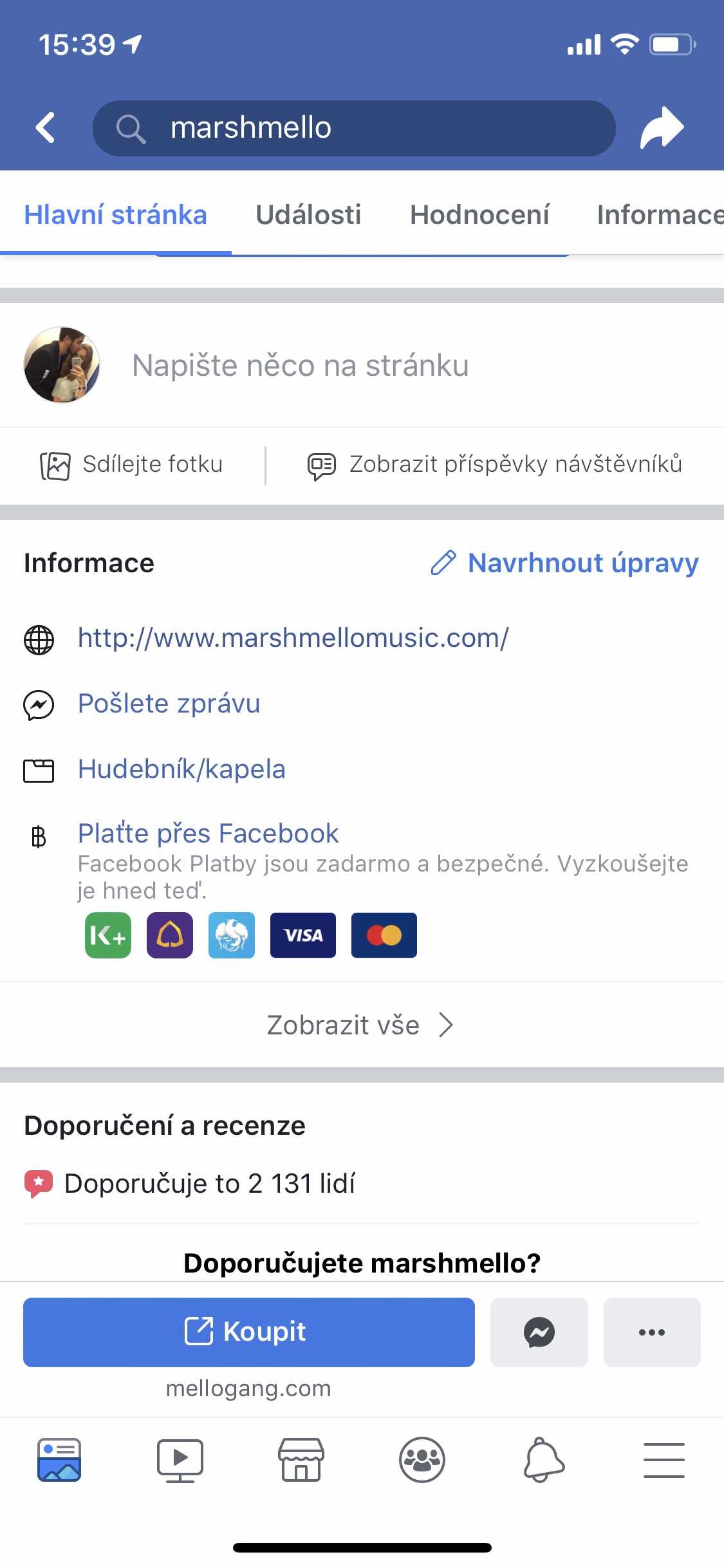 facebook page marshmello