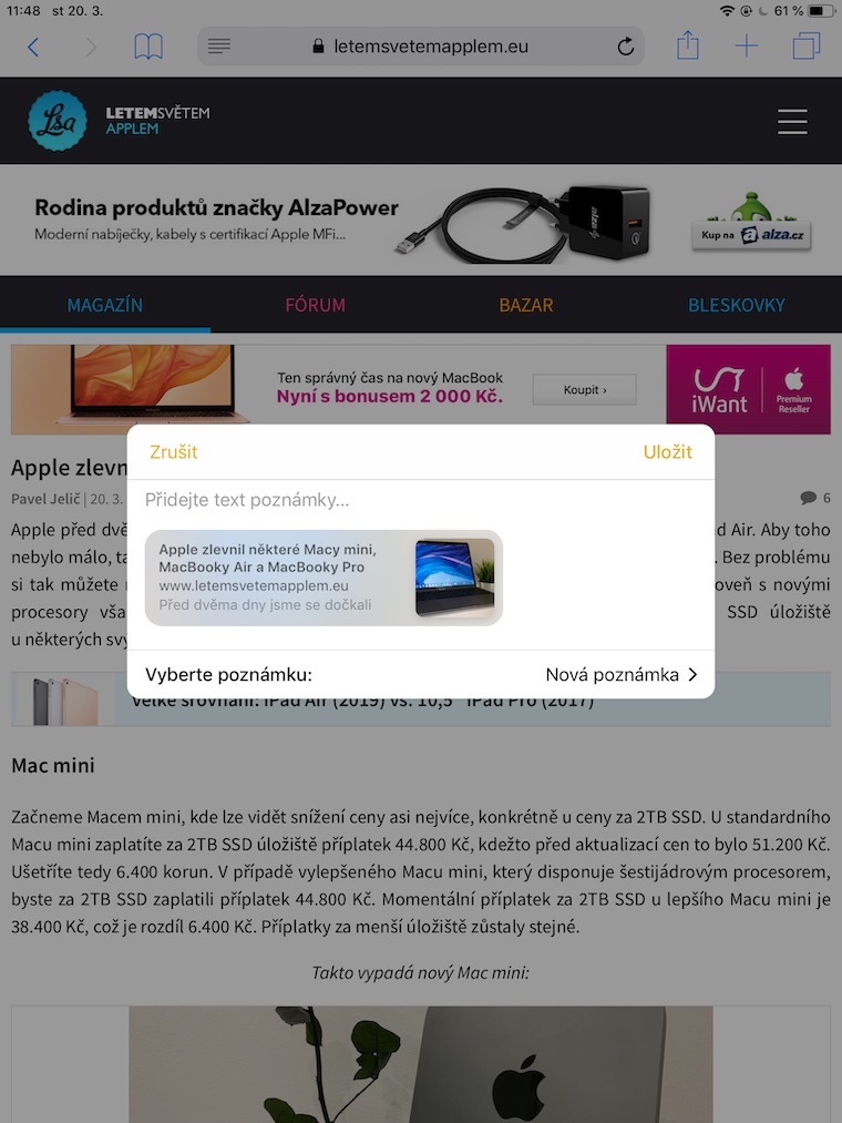 iPad Poznamky
